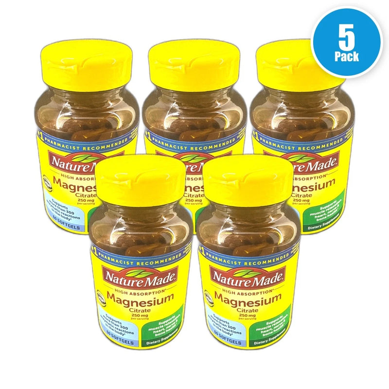 Nature Made Magnesium Citrate Softgels Dietary 300 Total Exp 09/27 Pack of 5 New