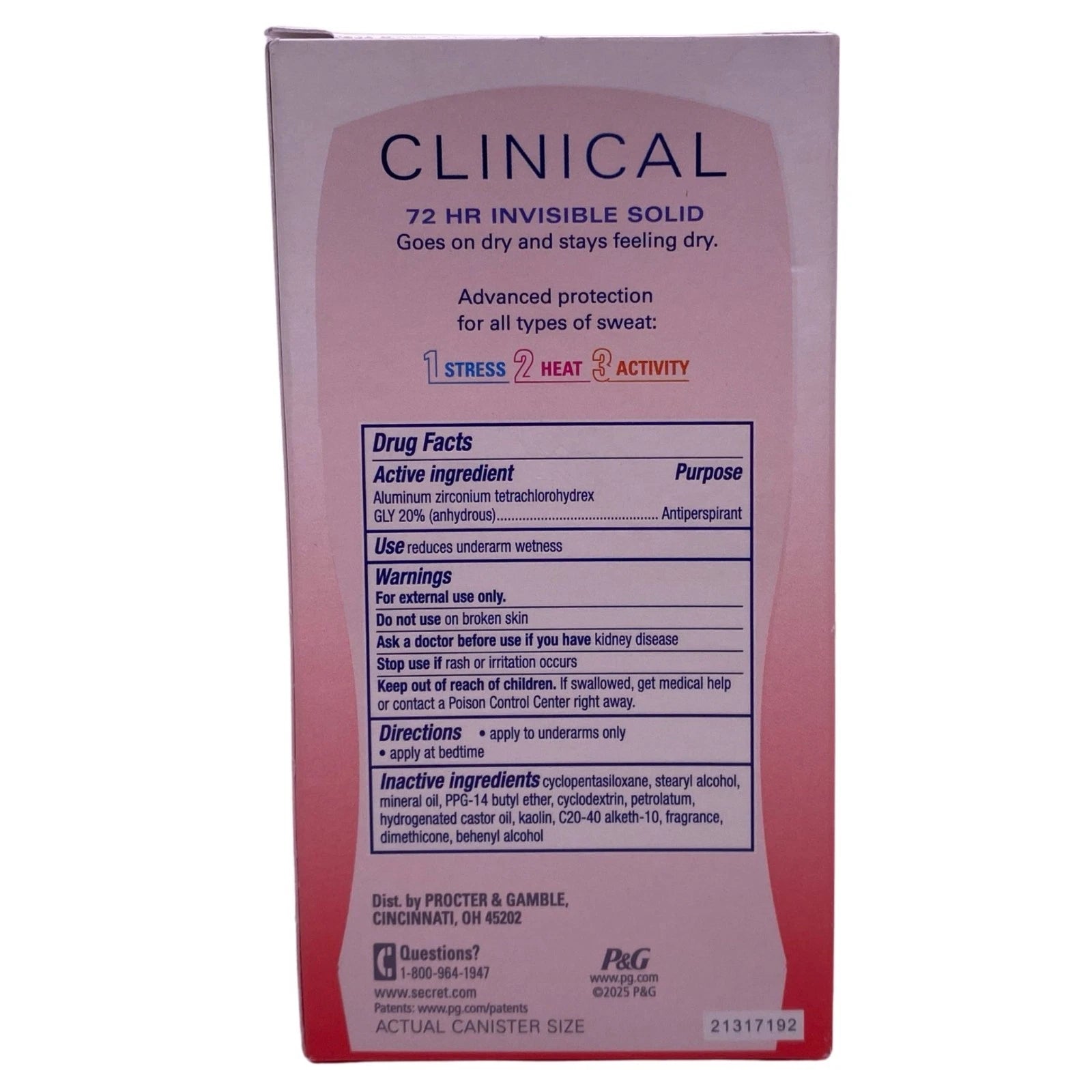 Secret Clinical 72HR Invisible Solid Deodorant 1.6oz 3 Pack New Exp 03/27 2