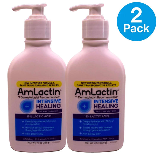 AmLactin Intensive Healing Lotion 15% Lactic Acid Dry Flaky Ashy Skin 7.9oz 2 P