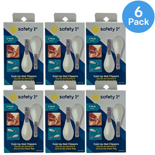 Safety 1st Fold-Up Nail Clippers White 2 Count Pack (6 Pack Bundle)