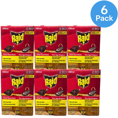 Raid Double Control Small Roach Baits plus Egg Stoppers 12 Count 6 Pack New