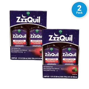 ZzzQuil Night Pain Relief Liquid Sleep 12 Fl Oz 24 Total Exp 08/27 Pack of 2 New