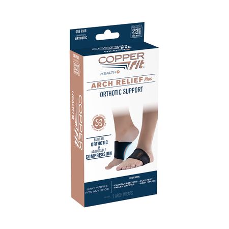 Copper Fit Arch Relief Plus Orthotic Support 2 Wraps 1 Pack New