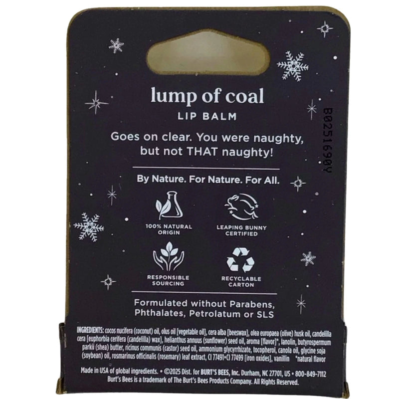 Burt's Bees Lump of Coal Vanilla Lip Balm Naughty 0.15 Oz 5 Pack Holiday Gift