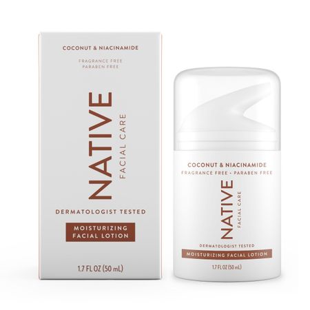 Native Moisturizing Face Moisturizer, with Vitamin B3, for Dry Skin, Paraben Free 1.7 oz