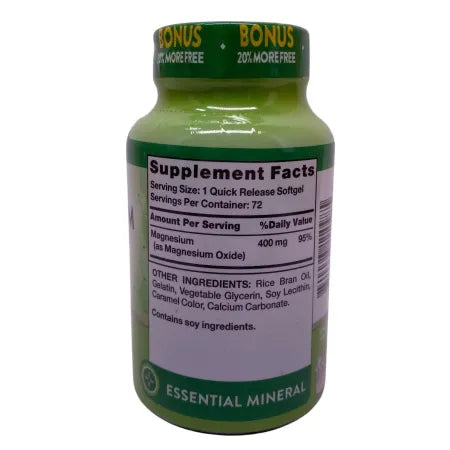 Nature’s Truth Magnesium 400mg Softgels 72 Ct 2 Pack New Exp 01/2028
