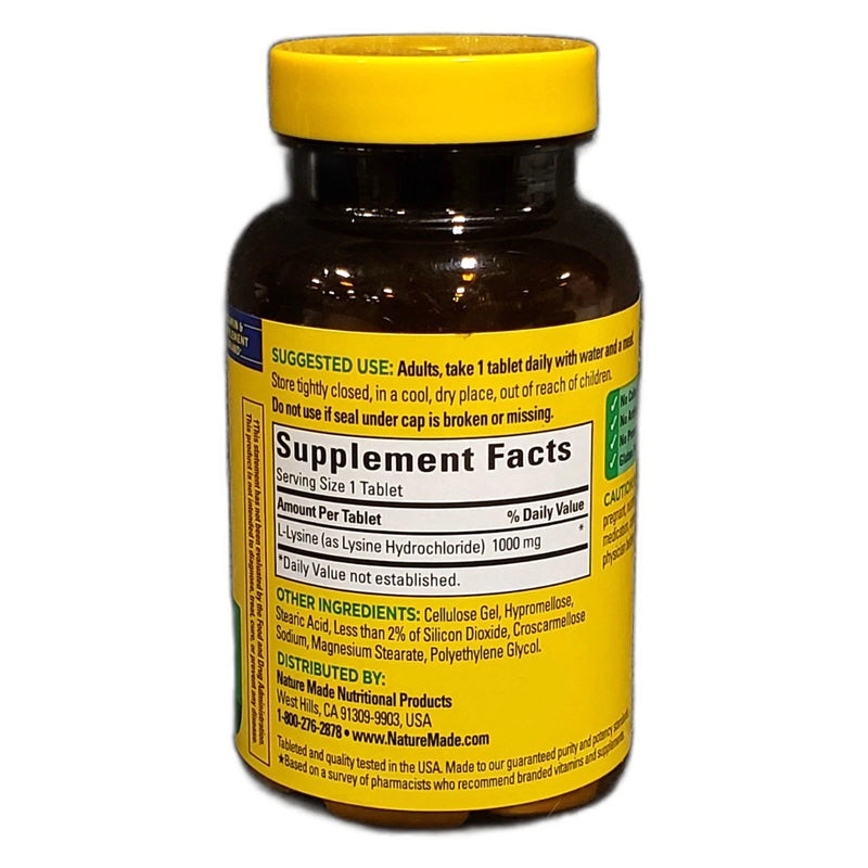 Nature Made L-Lysine 1000 mg Tablets Extra Strength 60 EA