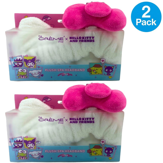 The Crème Shop x Hello Kitty - Friends Plush Spa Headband White Pink Bow 2 Pack