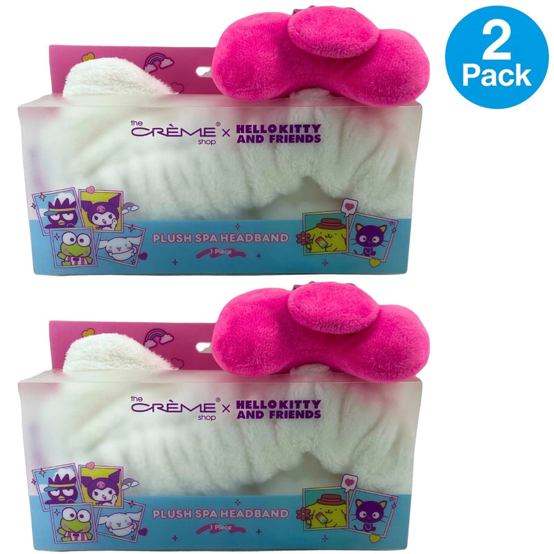The Crème Shop x Hello Kitty - Friends Plush Spa Headband White Pink Bow 2 Pack