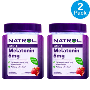 Natrol Melatonin 5mg Sleep Aid Gummies Strawberry Flavor 90ct 2 Pack New 08/2026