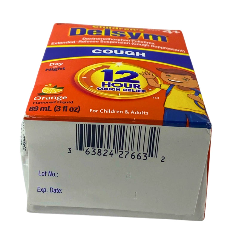 Children's Delsym 12 Hour Cough Relief Orange Liquid 89 mL 3 oz Exp 11/27 3 Pack