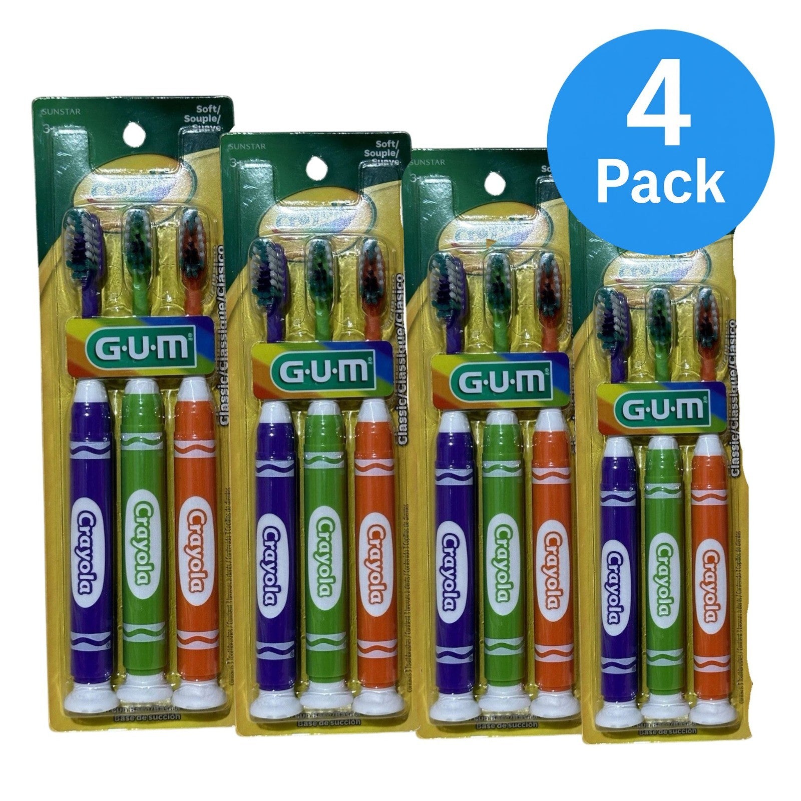 GUM Crayola Kids Toothbrush Soft 3 Count 4 Pack New 1