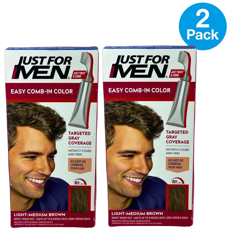 Just For Men Easy Comb-In Color Haircolor Light-Medium Brown A-30 Targeted Gray