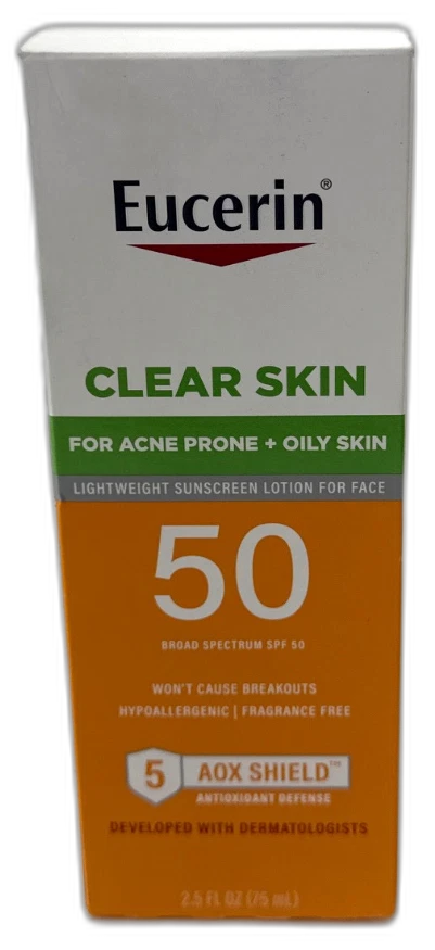 Eucerin Clear Skin Acne Prone Sunscreen Broad Spectrum Exp 04/27 Pack of 3 New