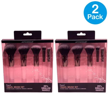 Japonesque Travel Makeup Brush Set 10 Brushes Total 2 Pack