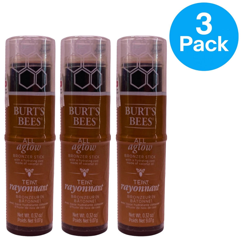 Burt's Bees All Aglow Bronzer Stick - 1605 Golden Shimmer, Hydrating Core(3 Pac)