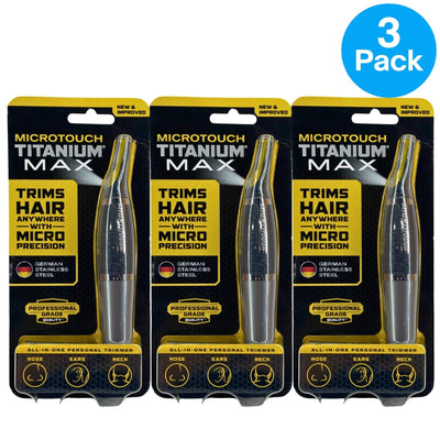 MicroTouch Titanium Max Lighted Personal Hair Trimmer Nose Ear Neck 3 Pack New