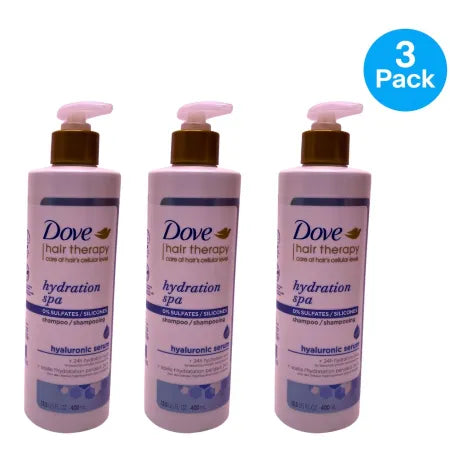 Dove Hair Therapy Hydration Spa Sulfate-Free Shampoo 13.5 oz bottles 3-pack