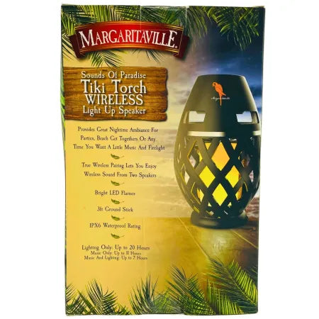 Margaritaville Tiki Torch Wireless Light-Up Bluetooth Speaker – 1 Pack – New