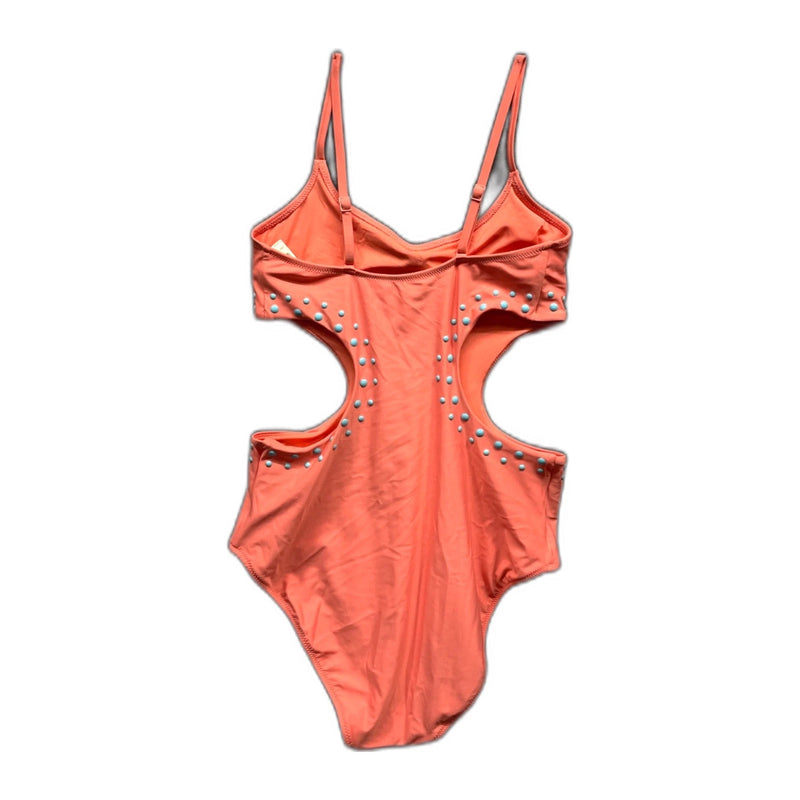 Aerie Melon Polka Dot Cut-Out One Piece Swimsuit Women's Size M New