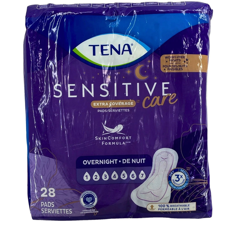 TENA Sensitive Care Extra Coverage Overnight Incontinence 28 Ct 1 Pack New