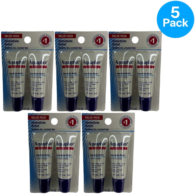 Aquaphor Lip Repair Immediate Relief Ointment Severe Dry Chapped Lips 5 Pack