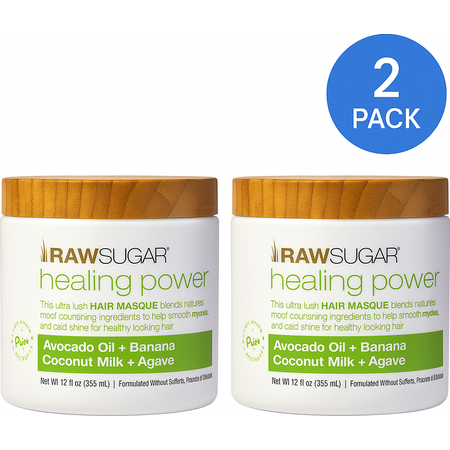 Raw Sugar Hair Masque Healing Power 12 oz 2 Pack Avocado Banana New