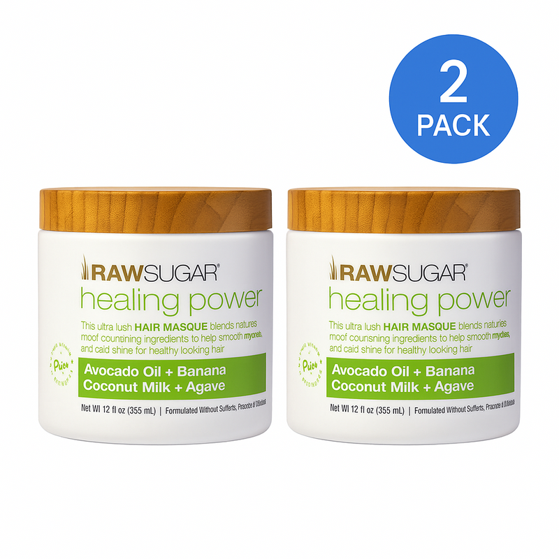 Raw Sugar Hair Masque Healing Power 12 oz 2 Pack Avocado Banana New