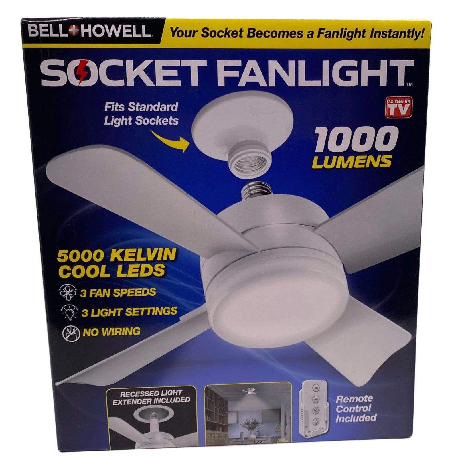 Bell+Howell Socket Fanlight 1000 Lumens 2 Pack Box Damage New