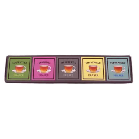 Kikkerland Tea Scented Erasers Set Assorted Flavors 5 Pack New