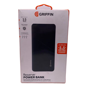 Griffin Reserve Power Bank 20000mAh 15W 3-Port Portable Charger Black New