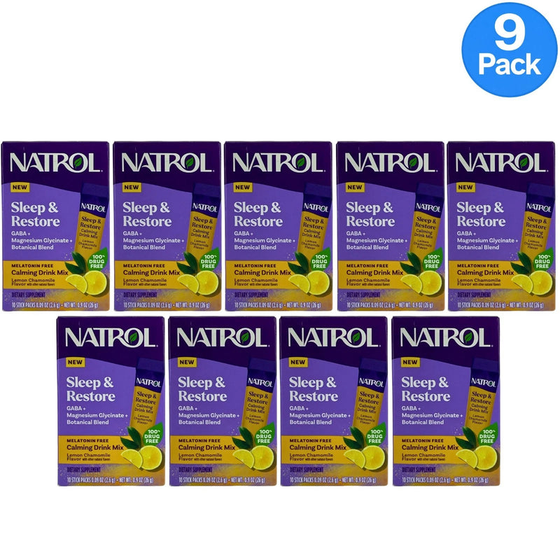 Natrol Sleep & Restore Calming Drink Mix 10 Sticks 9 Pack New Exp 01/2026