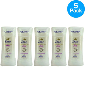 Dove Aluminum Free Coconut Pink Jasmine Deodorant 2.6 Oz 5 Pack New