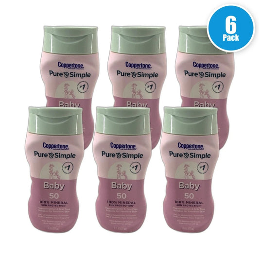 Coppertone Pure & Simple Baby Mineral Sunscreen 50 6oz Exp 01/27 Pack of 6 New