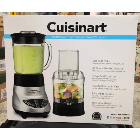 Cuisinart Smartpower Duet /Food Processor 7 Speed Blender Brushed Chrome