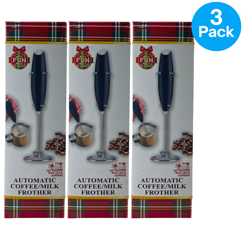 The Original Fun Workshop Automatic Coffee/Milk Frother Black 3 Pack Bundle