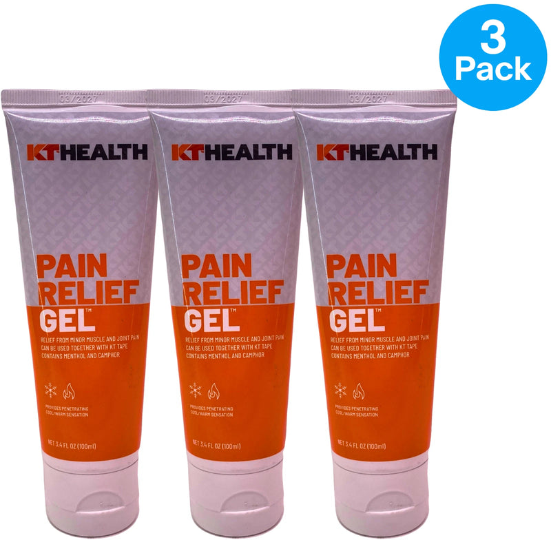 KT Health Pain Relief Gel Menthol 5% Camphor 5% 3.4 fl oz 3 Pack New Exp 03/27