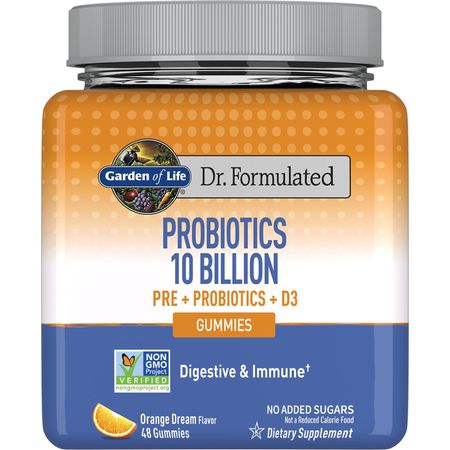 Garden of Life 10 Billion CFU Probiotic Gummy, with Prebiotics and Vitamin D3, Orange Dream