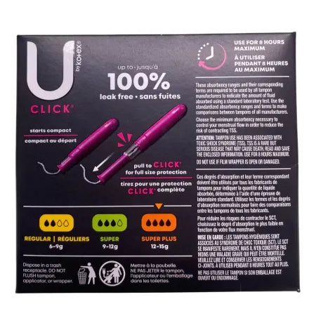 U by Kotex Click Super Plus Unscented Tampons 16 Ct 7 Pack New