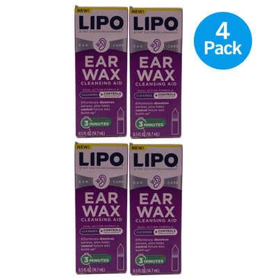 LIPO Ear Wax Cleansing Aid 0.5 fl oz 4 Pack New