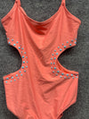 Aerie Melon Polka Dot Cut-Out One Piece Swimsuit Women's Size M New