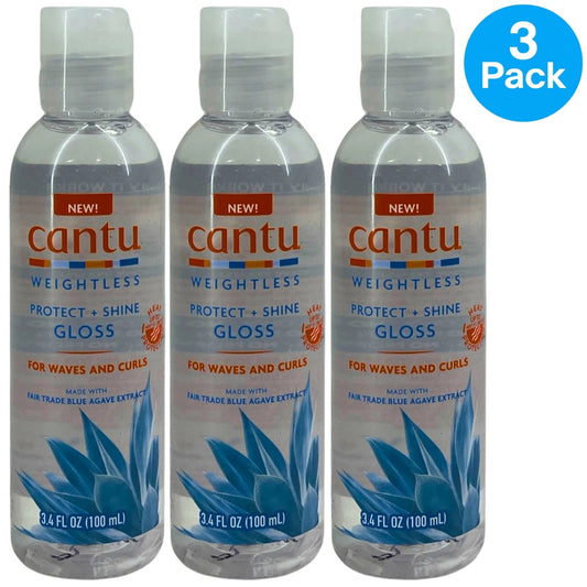 Cantu Weightless Protect + Shine Gloss Fair Trade Blue Agave Extract 3. 4 fl oz