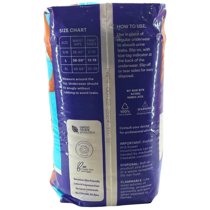Because Sensitive Overnight Incontinence Underwear Large 14 Count Absorbs 2 Pack