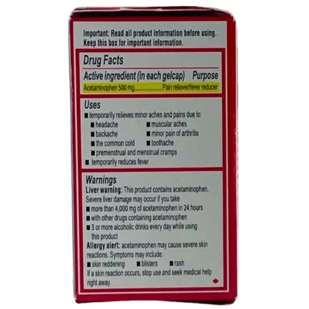 Tylenol Extra Strength Rapid Release Gels 500mg 24ct 7 Pack Exp 2027