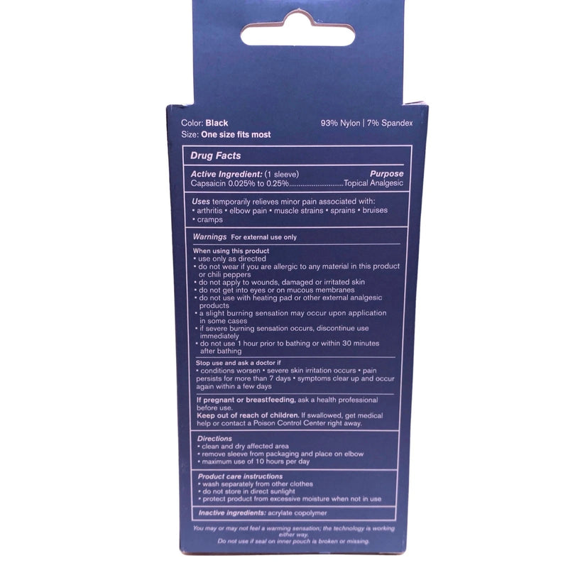 Nufabrx Targeted Pain Relief Medicine Infused Capsaicin Elbow Sleeve 1 Pack New