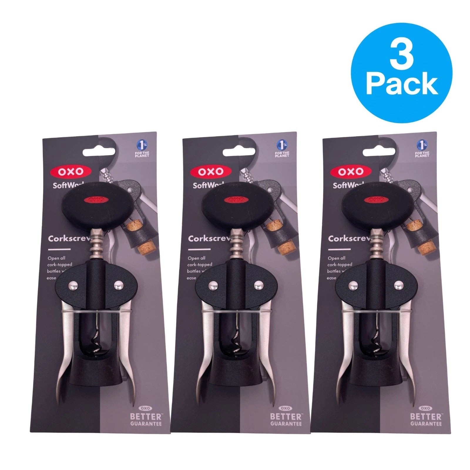 OXO SoftWorks Corkscrew Winged Wine Opener 3 Pack New