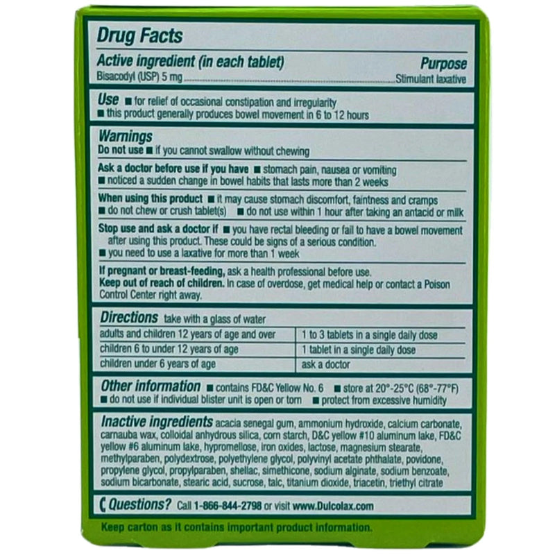 Dulcolax Overnight Laxative Bisacodyl 10 Comfort Coated Tablets 5 Pack Exp 08/28