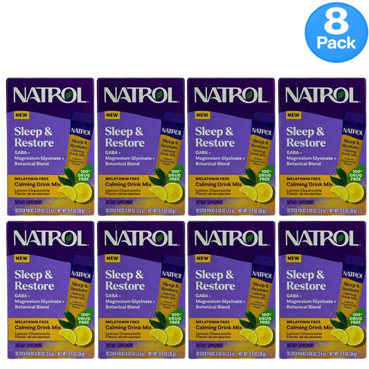 Natrol Sleep & Restore Calming Drink Mix 10 Sticks 8 Pack Exp 01/2026