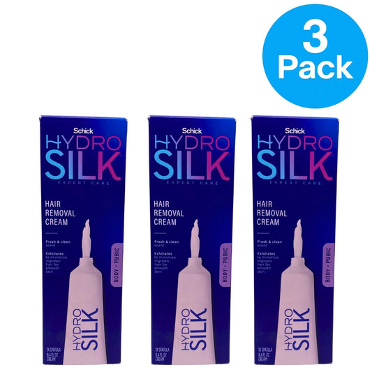 Schick Hydro Silk Expert Care Hair Removal Cream Body & Pubic 8.4oz 3 Pack New