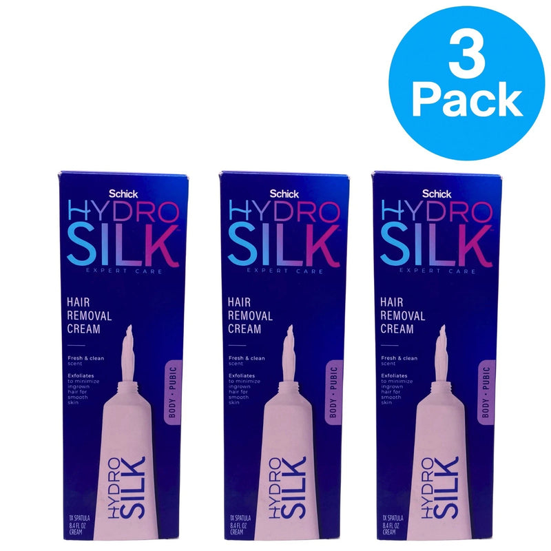 Schick Hydro Silk Expert Care Hair Removal Cream Body & Pubic 8.4oz 3 Pack New